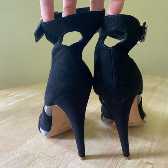 Griff Italia black suede stilettos with buckle ankle strap. Size 9 - 9.5. - Picture 3 of 8